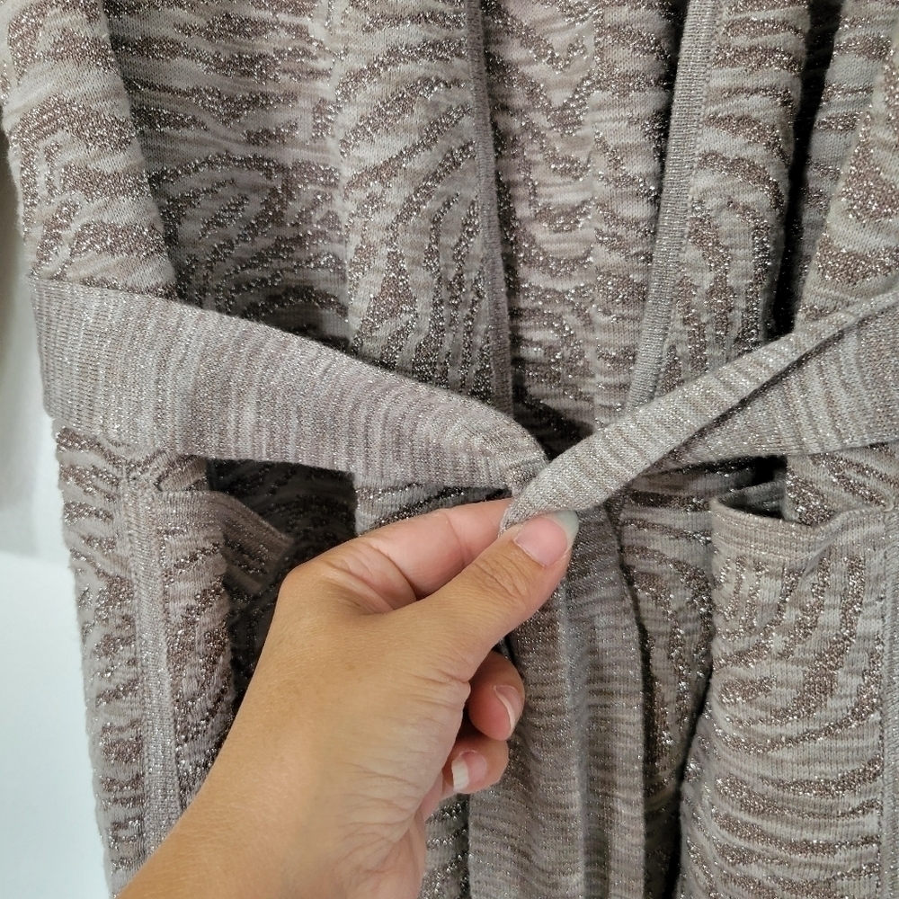 Rebecca Moses Kimono Style Animal Print Metallic Cardigan Size M - Picture 5 of 10
